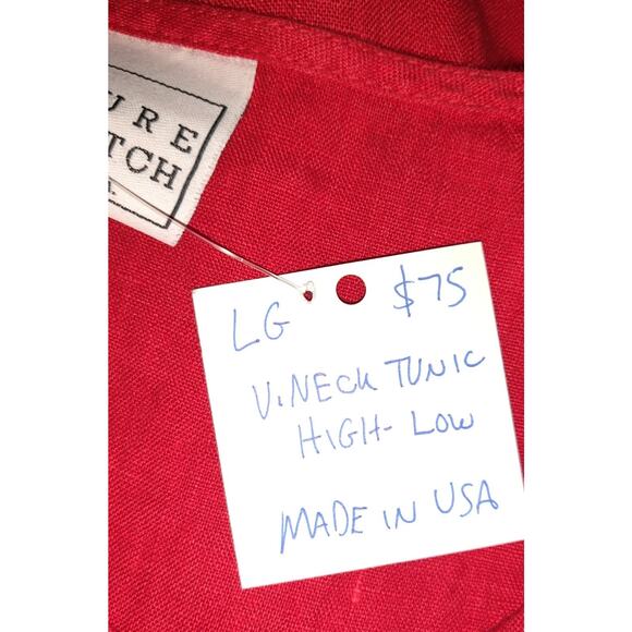 Pure Match Red Linen Top Sz L Lagenlook Boutique USA High Low NWT Sleeveless - Picture 7 of 14